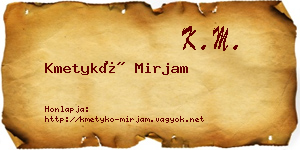 Kmetykó Mirjam névjegykártya